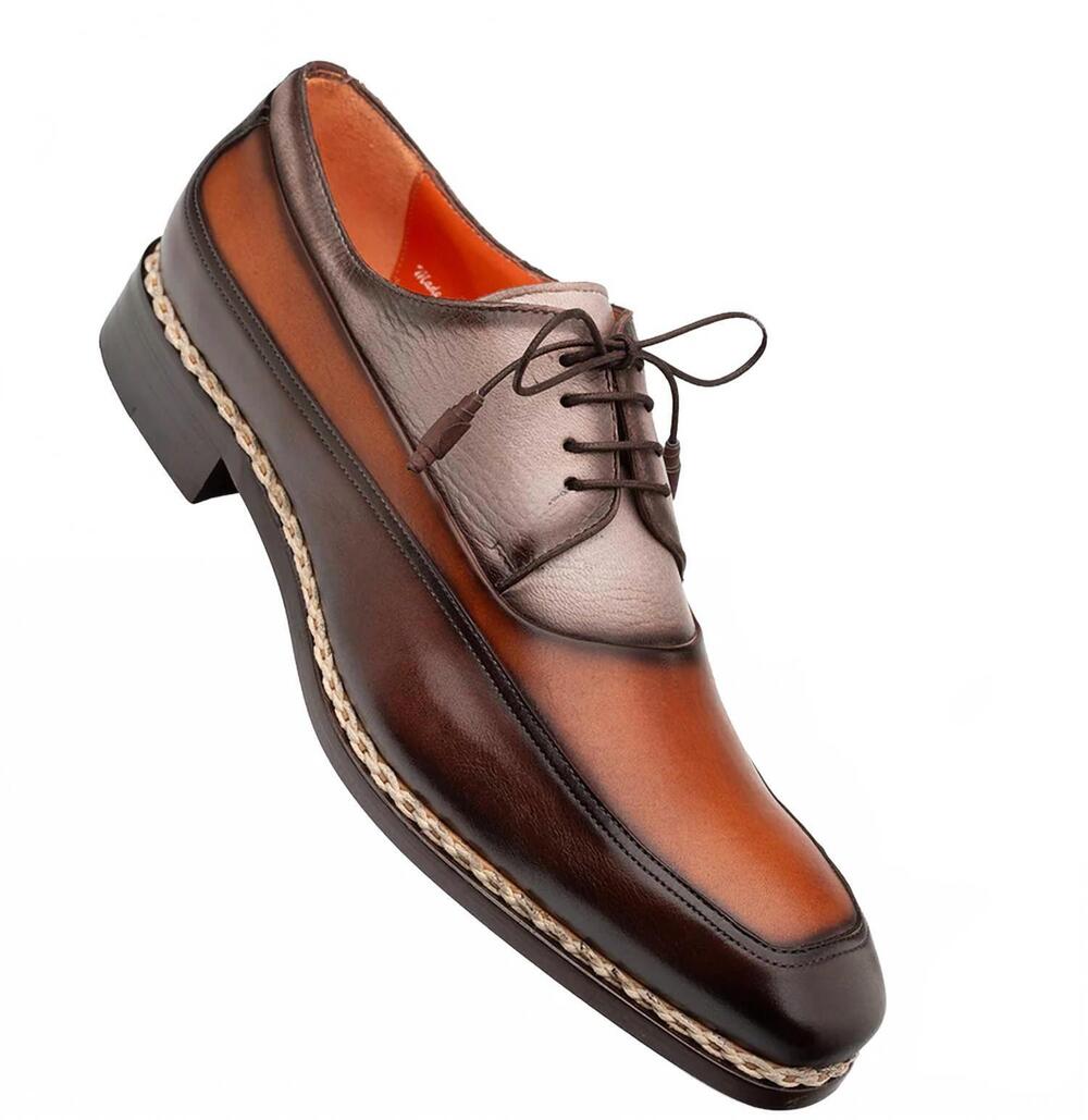 NEW MEZLAN men's bowery shoes in cognac/chocolate/taupe